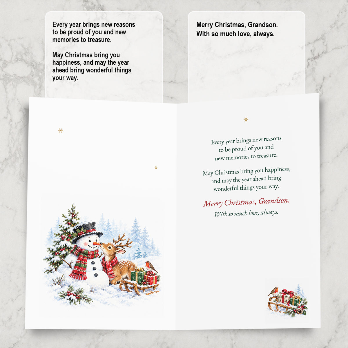 Grandson Christmas Card — Inside With Text