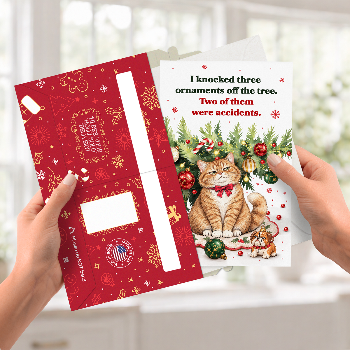 Funny Cat Christmas Card — pullout