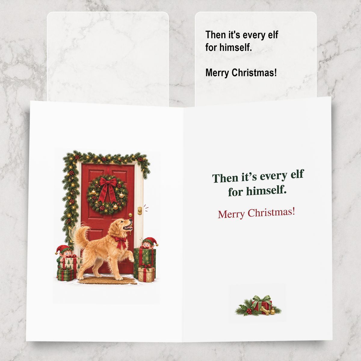 Funny Dog Christmas Card — inside