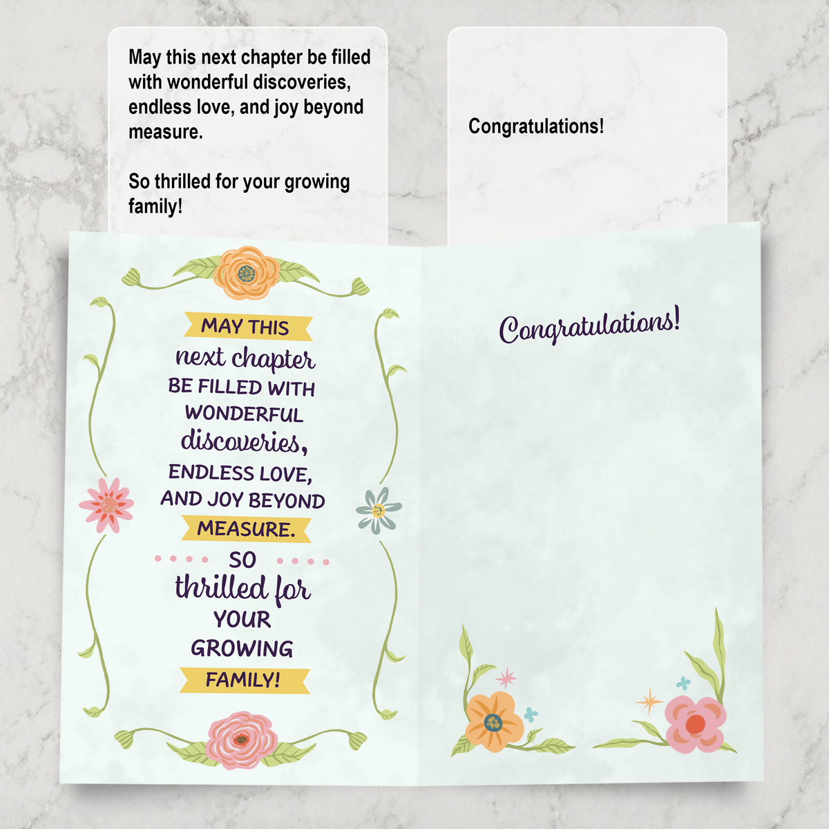 Baby Shower Congratulations Card — inside