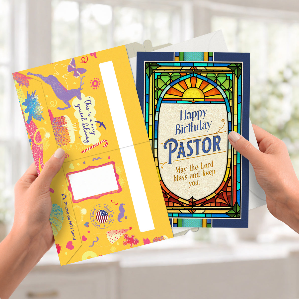 Religious Pastor Birthday Card — pullout