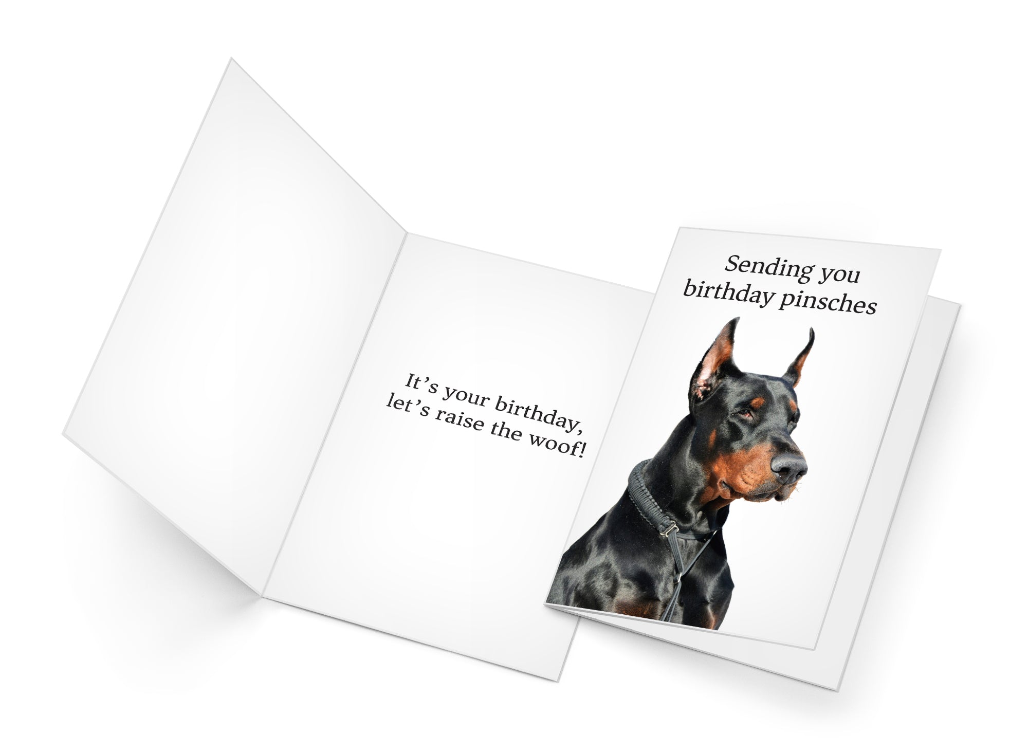 Funny Dog Birthday Card Pun With Doberman Pinscher