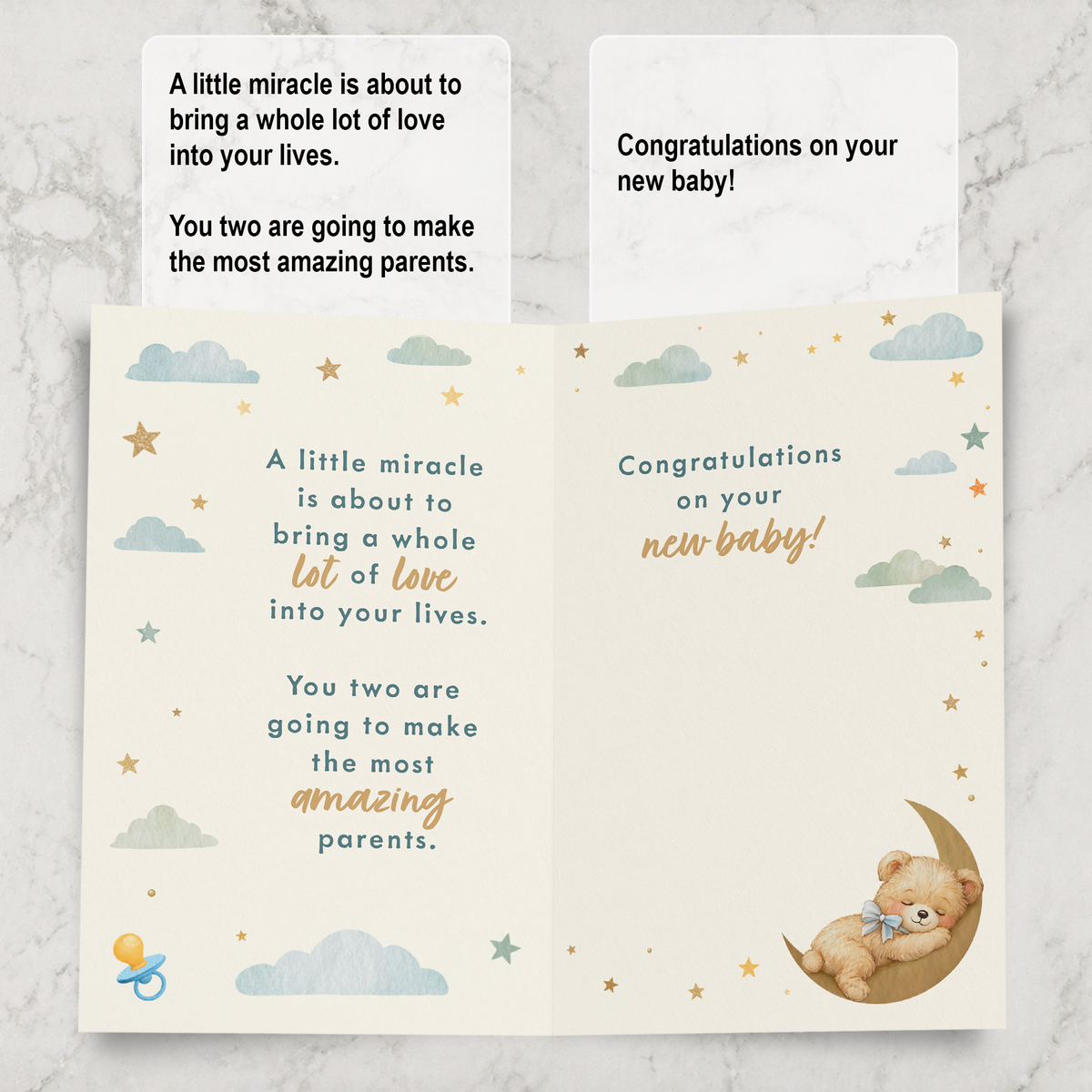 New Baby Shower Congratulations Card — inside