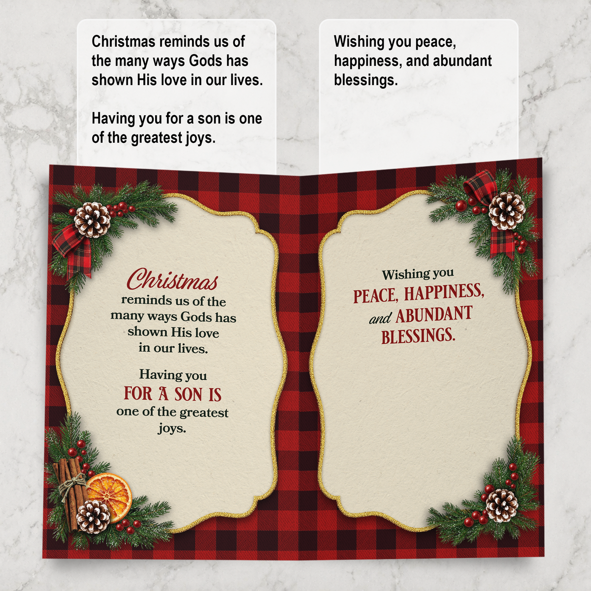 Religious Son Christmas Card — inside