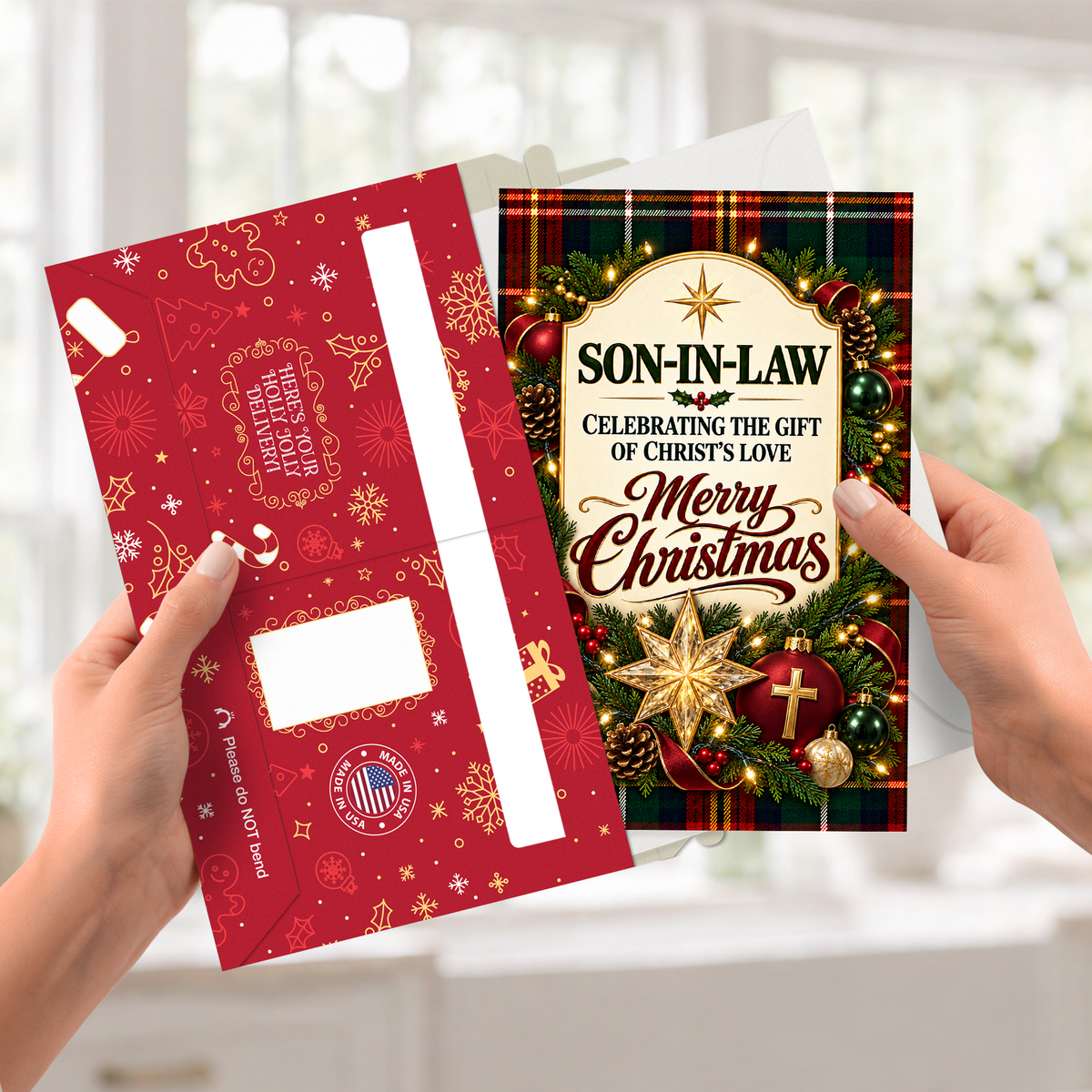 Religious Son In Law Christmas Card — pullout