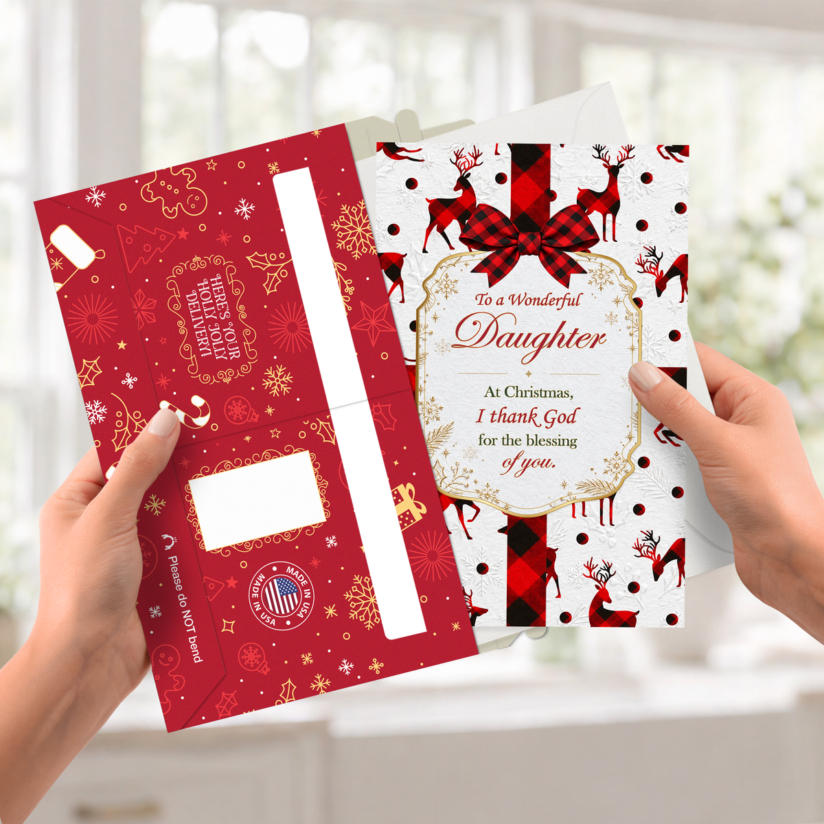 Religious Daughter Christmas Card — pullout
