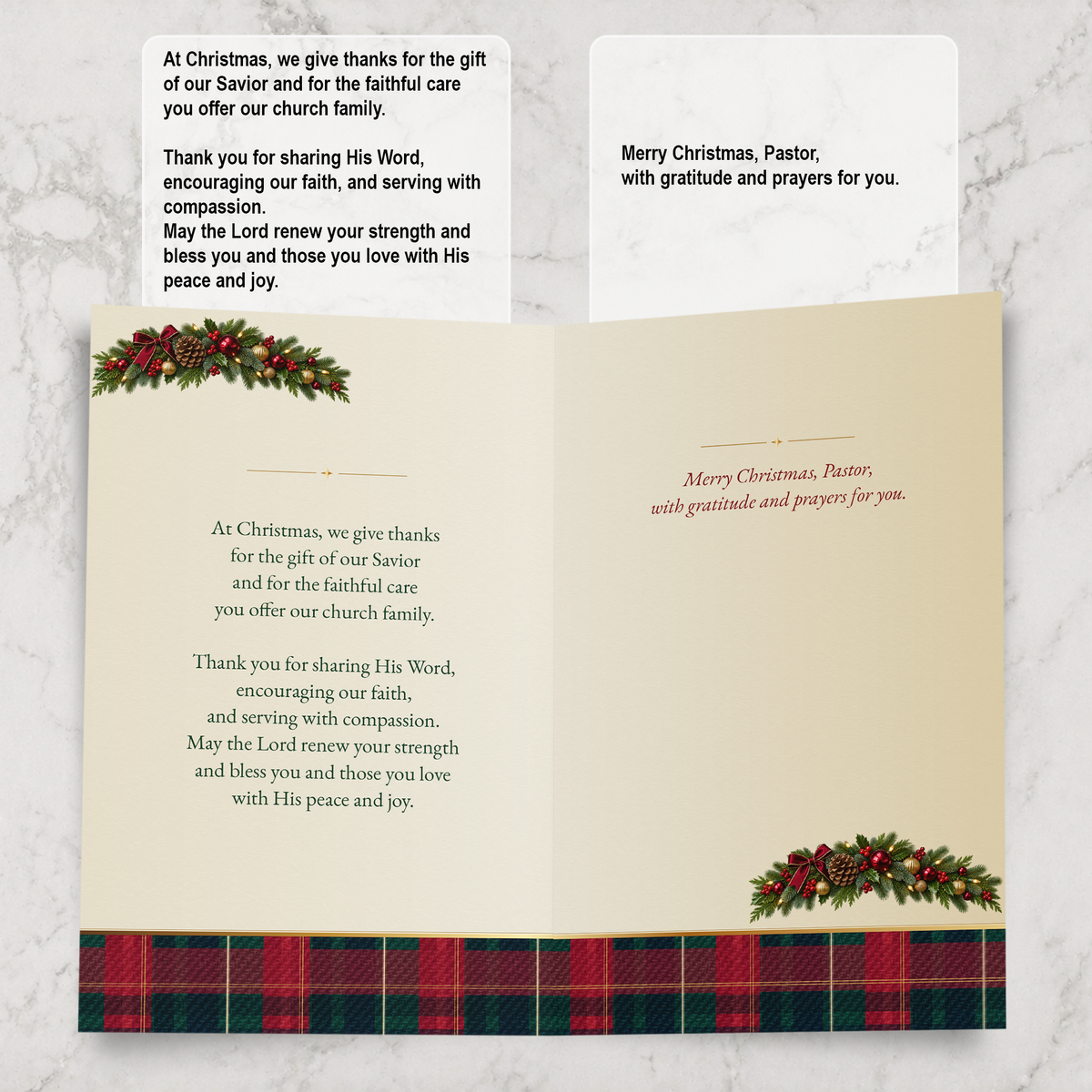 Religious Pastor Christmas Card — inside