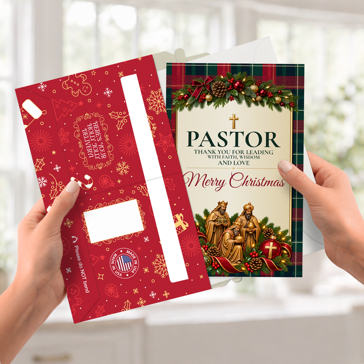 Religious Pastor Christmas Card — pullout