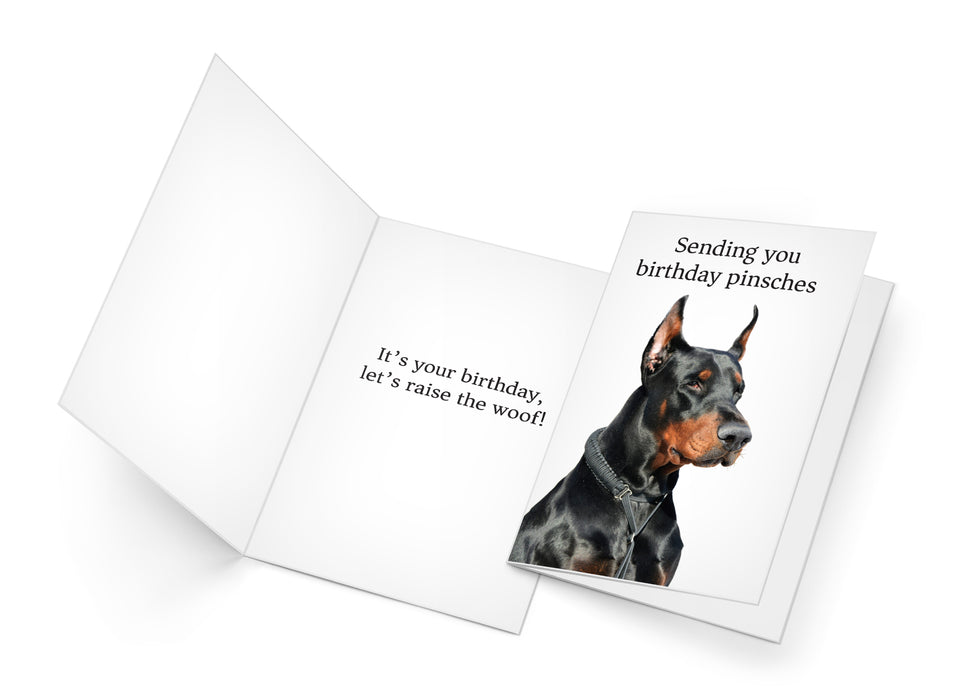 Funny Dog Birthday Card Pun With Doberman Pinscher