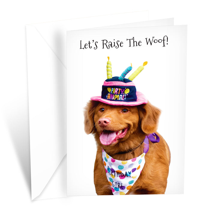 Funny Dog Birthday Card Pun With Golden Retriever Party Hat